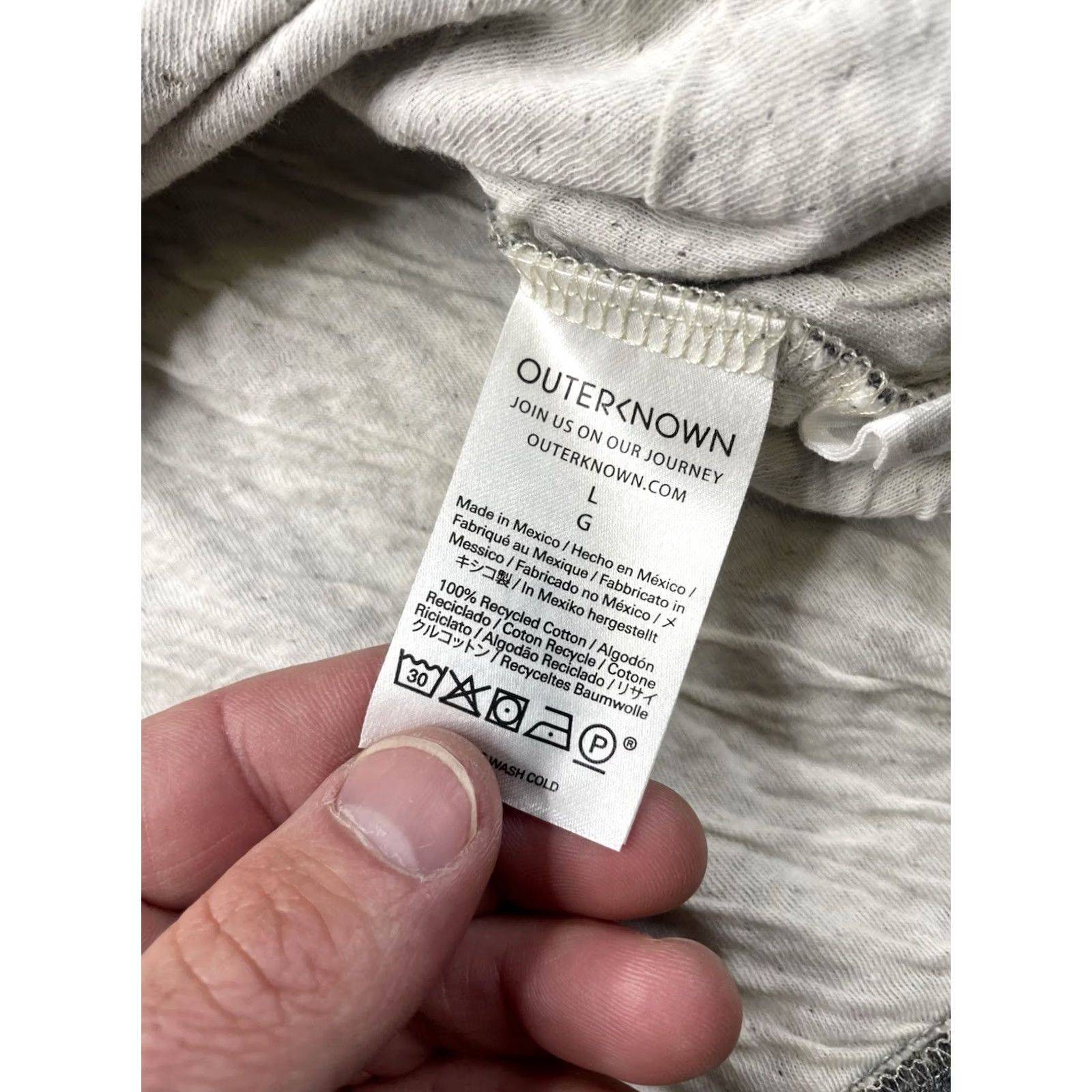 Outerknown Outerknown T-Shirt Men L Gray Jersey Cotton Short Sleeve Crew Neck Logo All Seasons Regular Vintage No Size US L / EU 52-54 / 3 - 6 Thumbnail