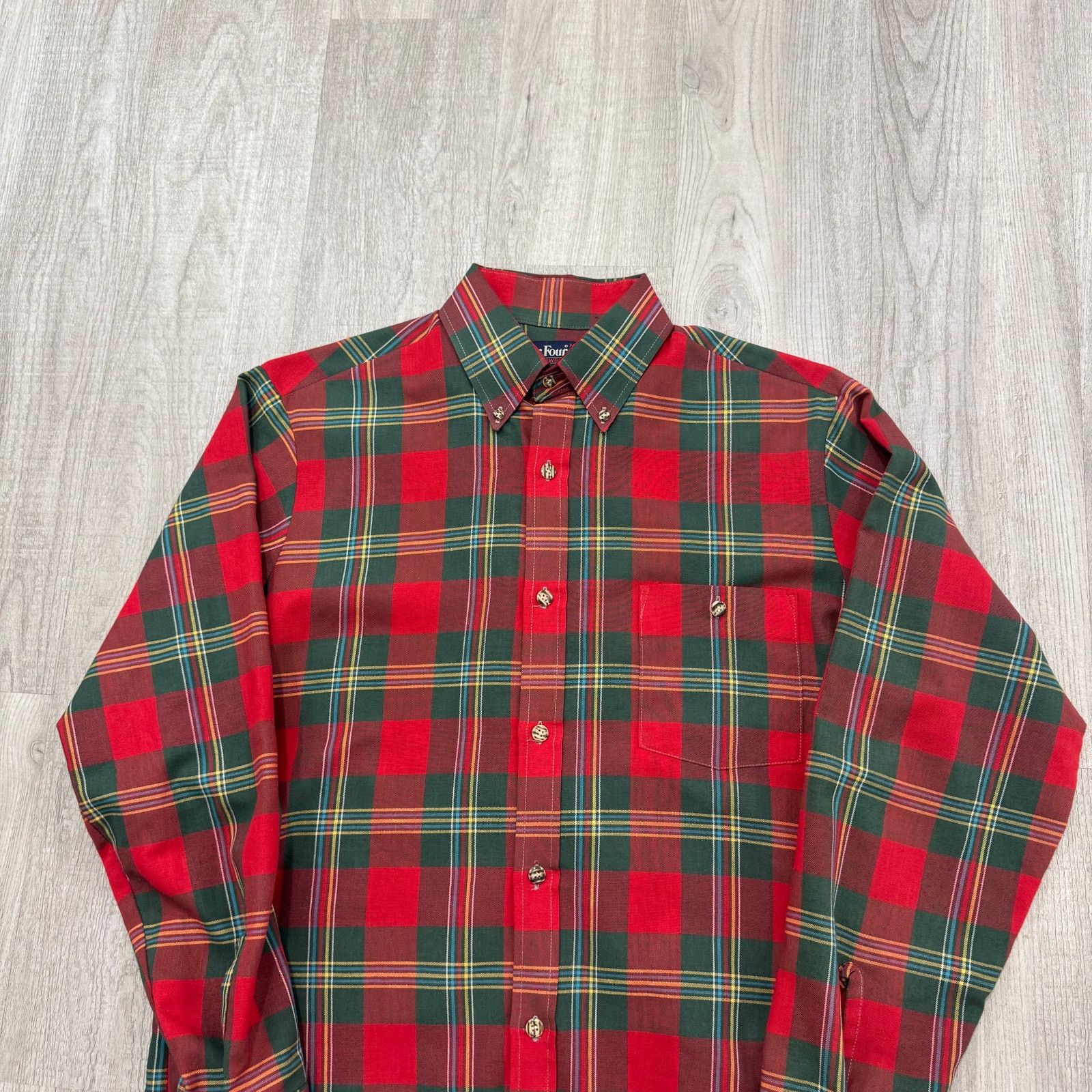 Vintage Vintage Par Four Button Shirt Medium Red Green Plaid 80s Size US M / EU 48-50 / 2 - 2 Thumbnail