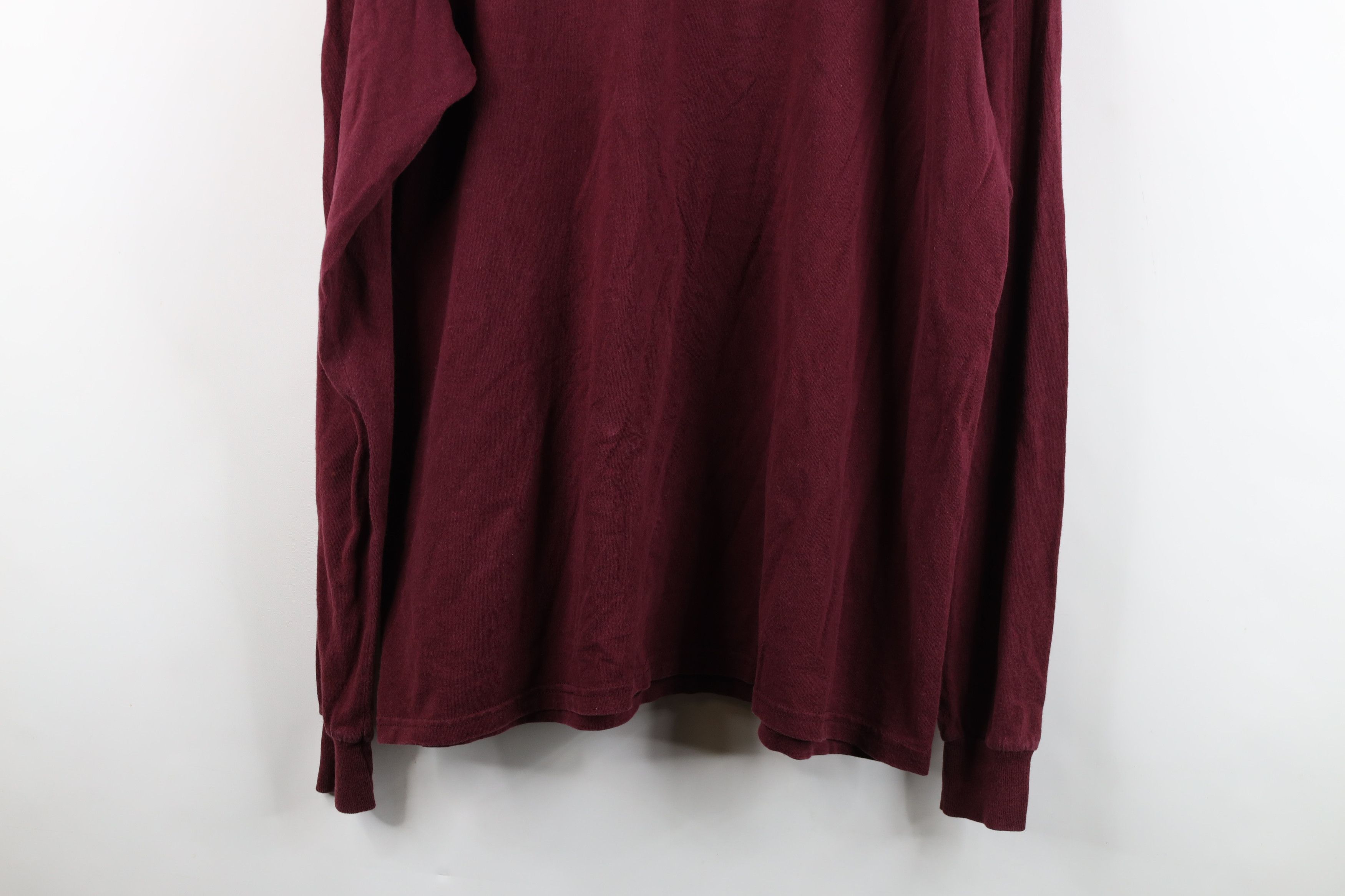 Vintage Vintage 90s Streetwear Cotton Long Sleeve T-Shirt Burgundy Size US XL / EU 56 / 4 - 13 Thumbnail
