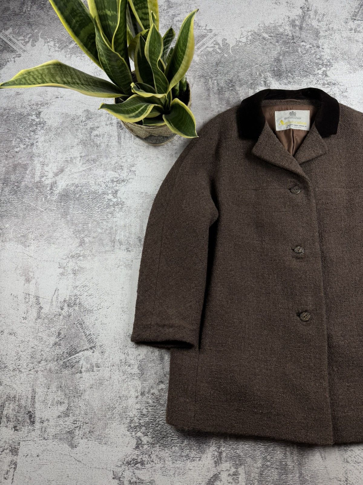 Aquascutum Aquascutum 90s Vintage UK 18 Tweed Brown England Wool Button Trench Trench Coat Size XL / US 12-14 / IT 48-50 - 2 Thumbnail