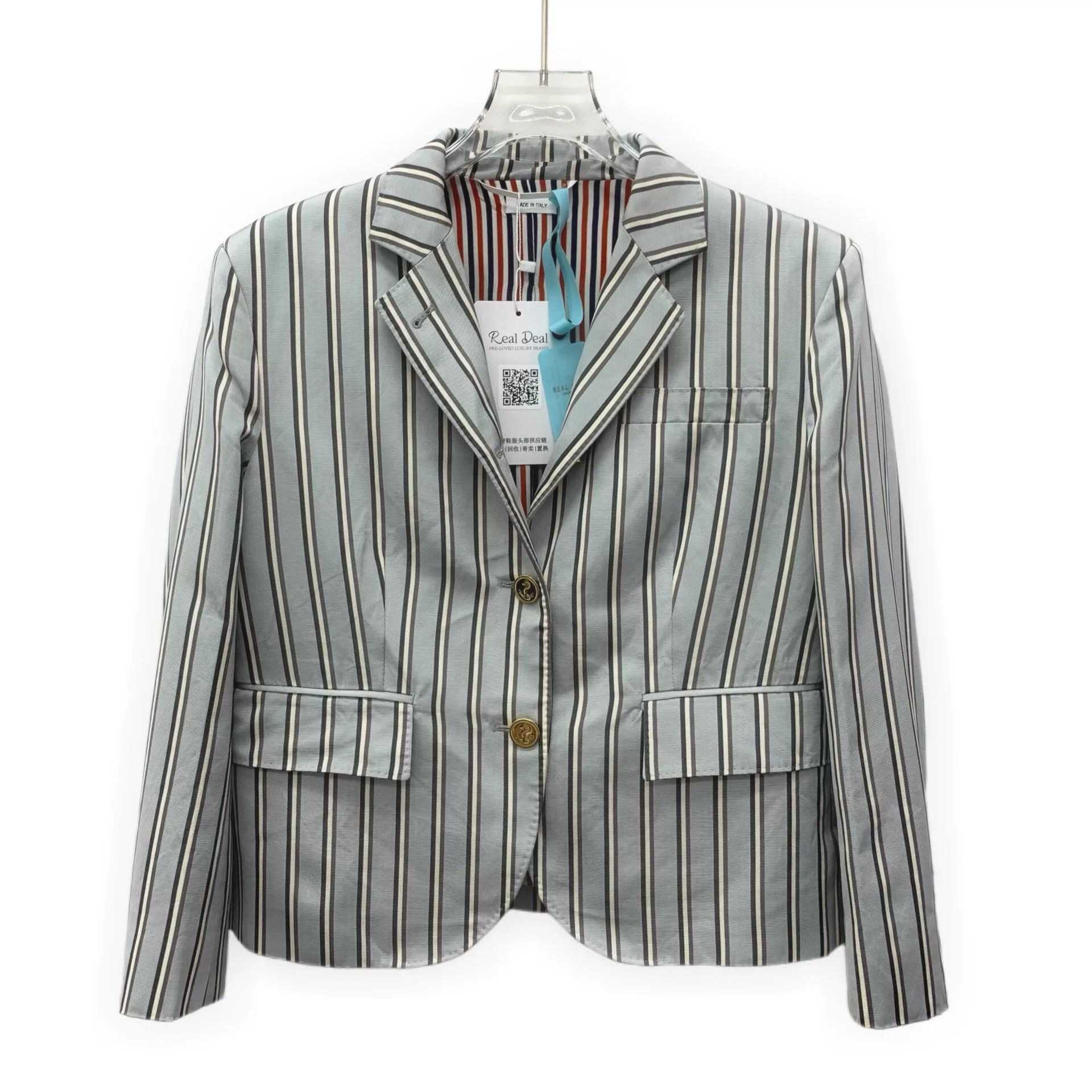 thom browne striped cotton long sleeve blazer
