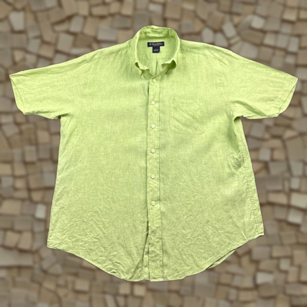 Brooks Brothers VINTAGE Brooks Brothers Shirt Adult LARGE Green Irish Linen Button-Down 90s Size US L / EU 52-54 / 3 - 1 Thumbnail