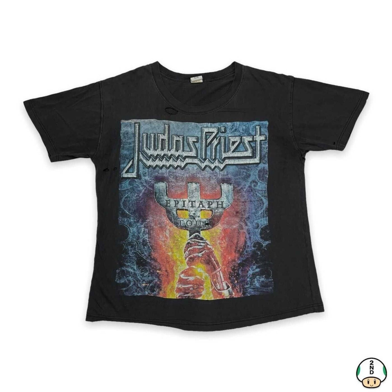 Band Tees × Vintage Vintage 2012 Judas Priest Shirt Epitaph Distressed Tour Tee Size US L / EU 52-54 / 3 - 1 Thumbnail