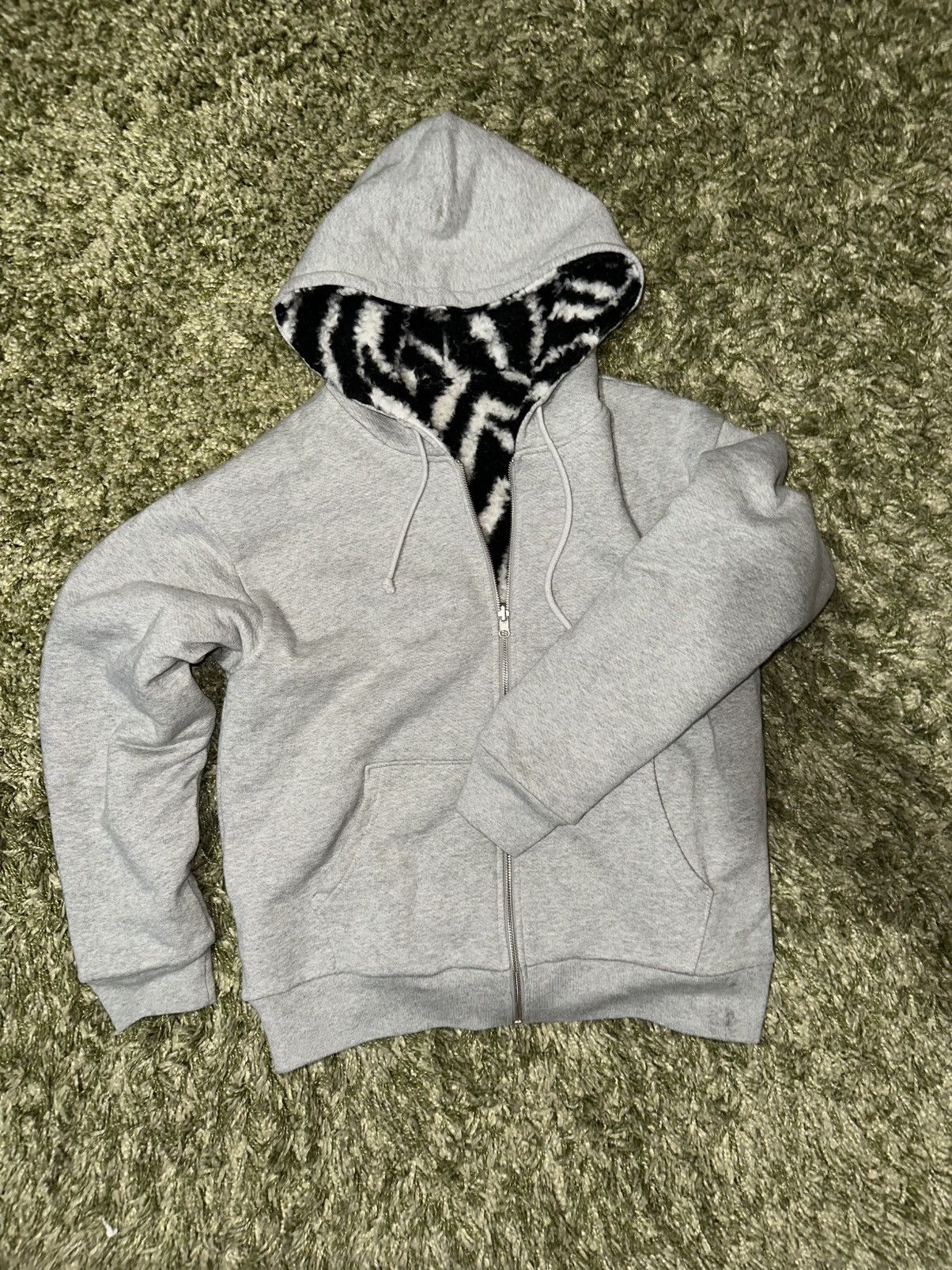 DENIM TEARS Denim Tears zebra Sherling Lined Reversible Zip Hoodie