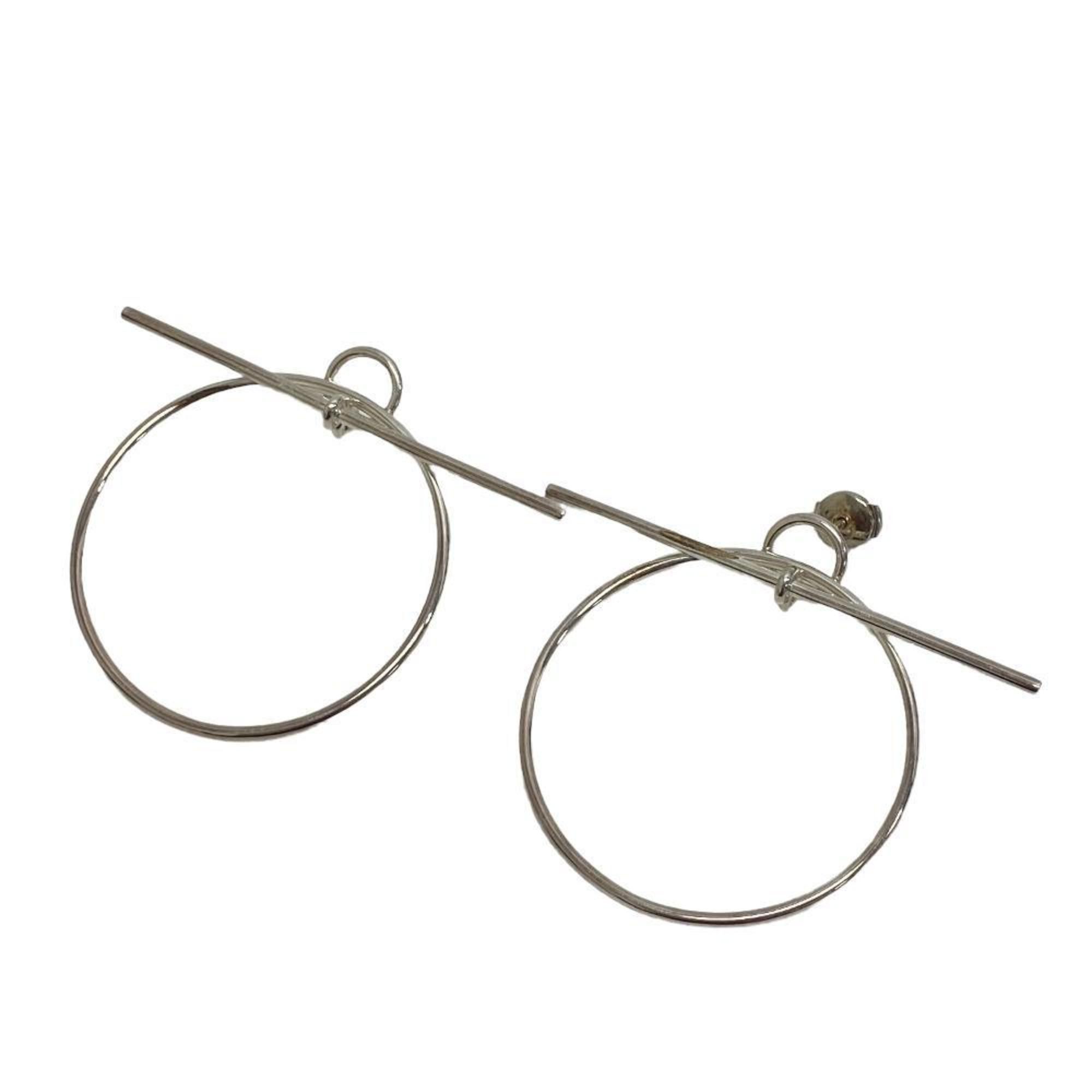 image of Hermes 925 Loop Medium Earrings Silver Women's