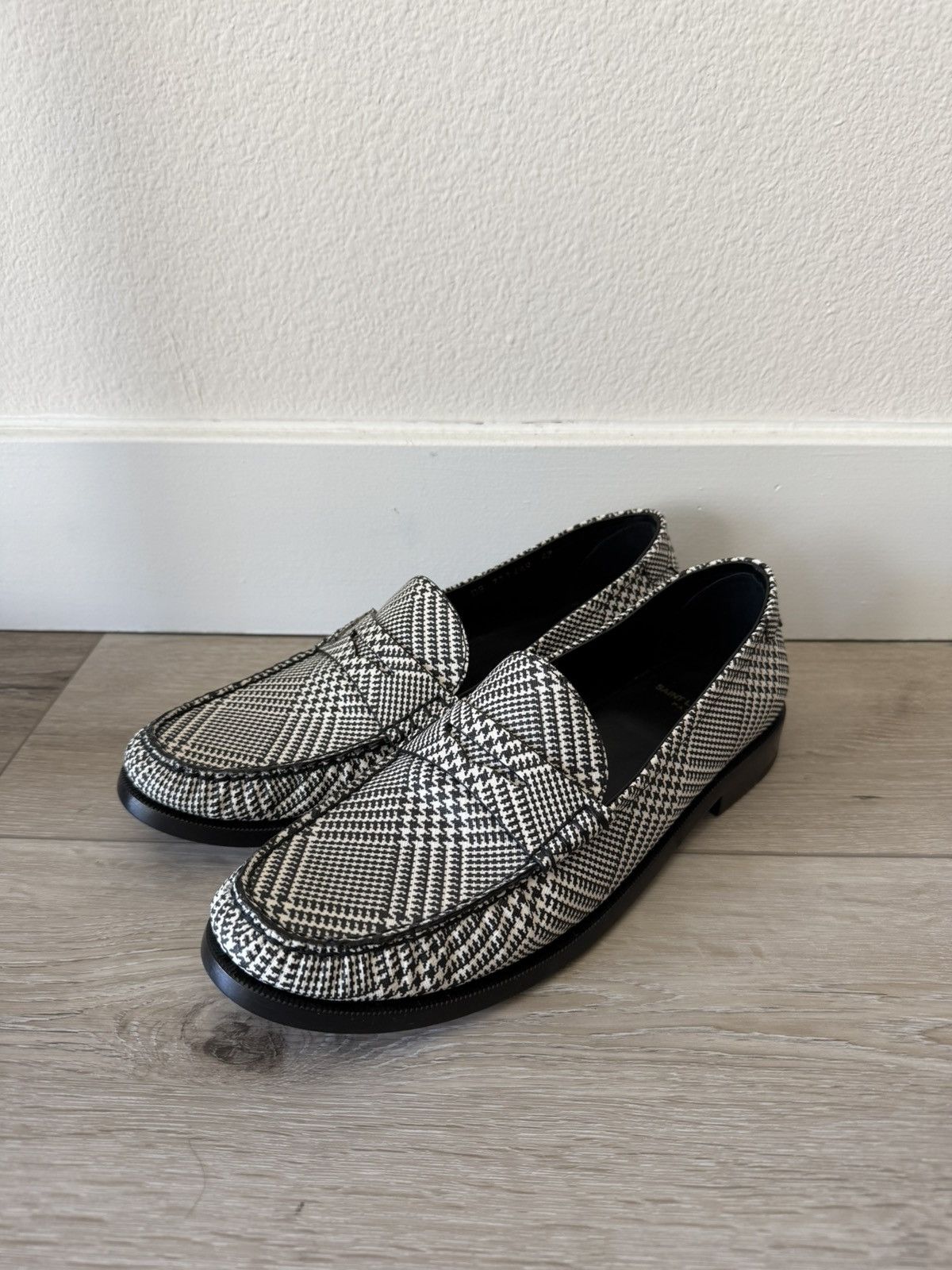 Saint Laurent Paris Houndstooth Leather Loafers 42 Size US 9 / EU 42 - 3 Thumbnail