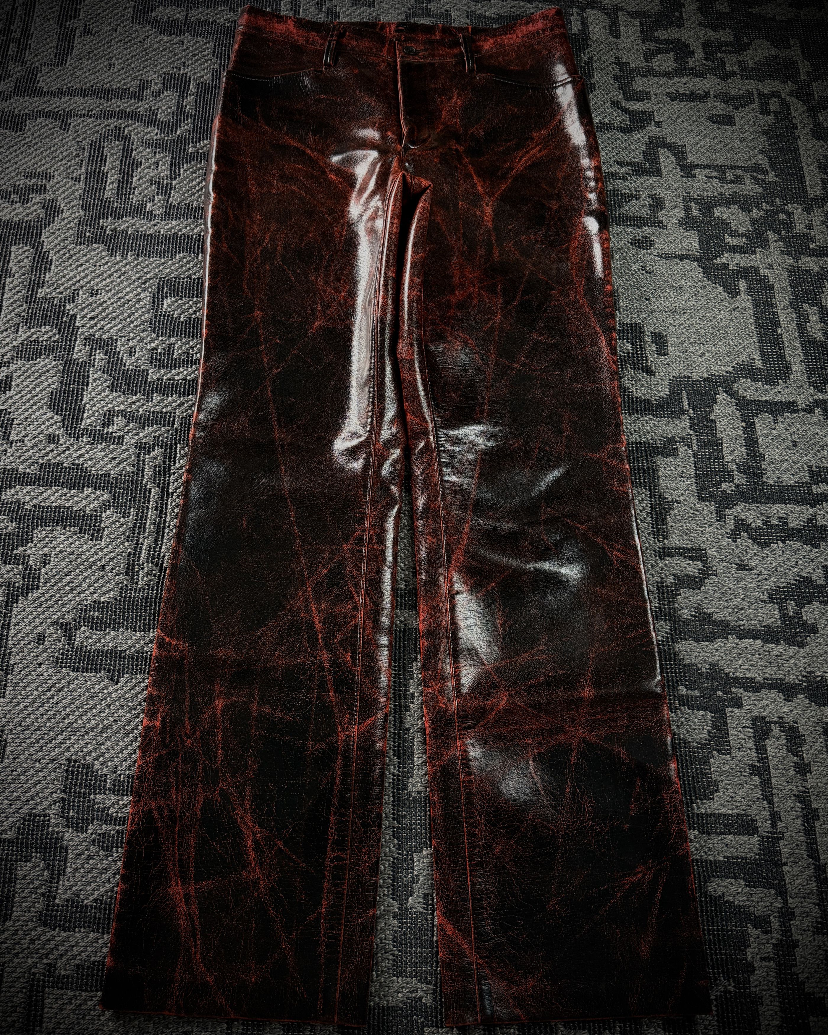 ADAM ET ROPE Adam et Rope Red Cracked Glossy PVC Pants Size US 42 / EU 58 - 3 Thumbnail