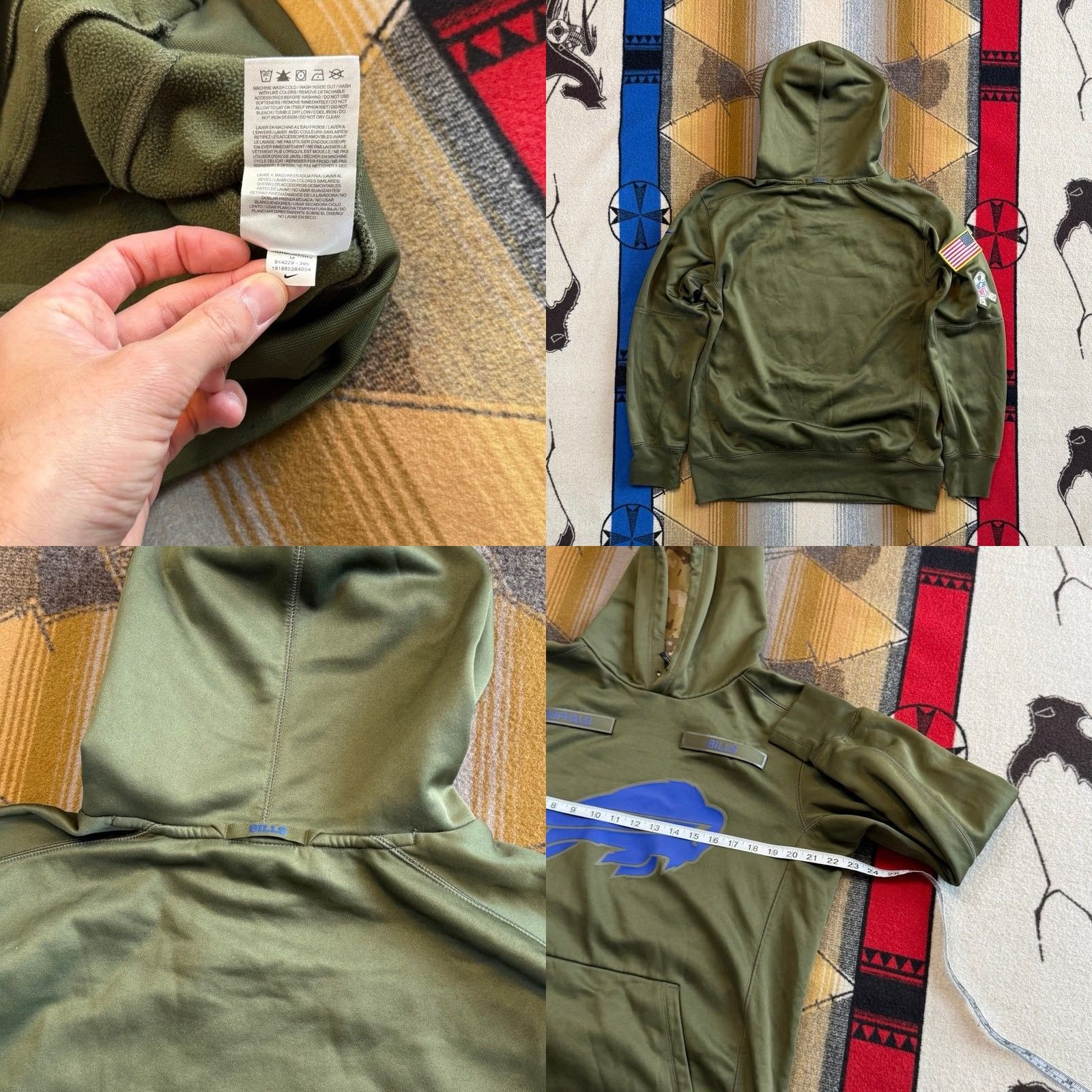 Nike Mens Buffalo Bills Nike Salute To Service Hoodie Sweatshirt Size Medium Patch Size US M / EU 48-50 / 2 - 8 Thumbnail