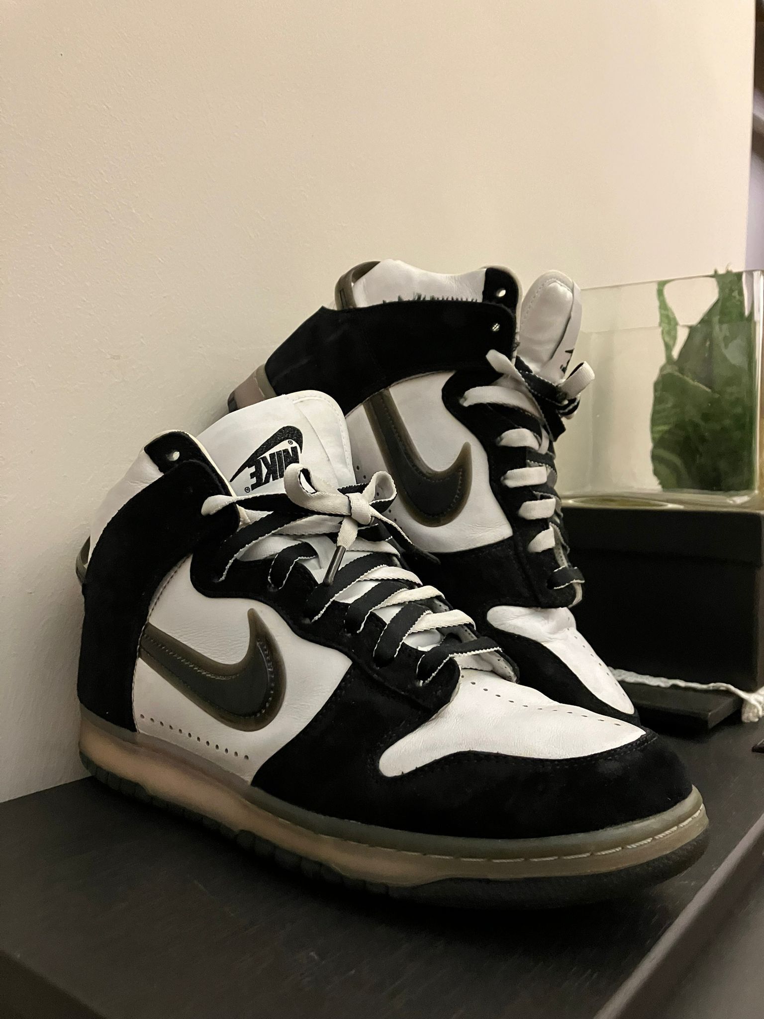 image of Nike Dunk High Slam Jam Black Shoes in White/Clear Black, Men's (Size 10)