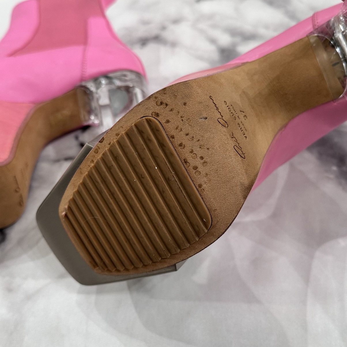 Rick Owens RICK OWENS ROSE PINK LEATHER PLATFORM KISS BOOTS SIZE 37 Size US 7 / IT 37 - 4 Thumbnail