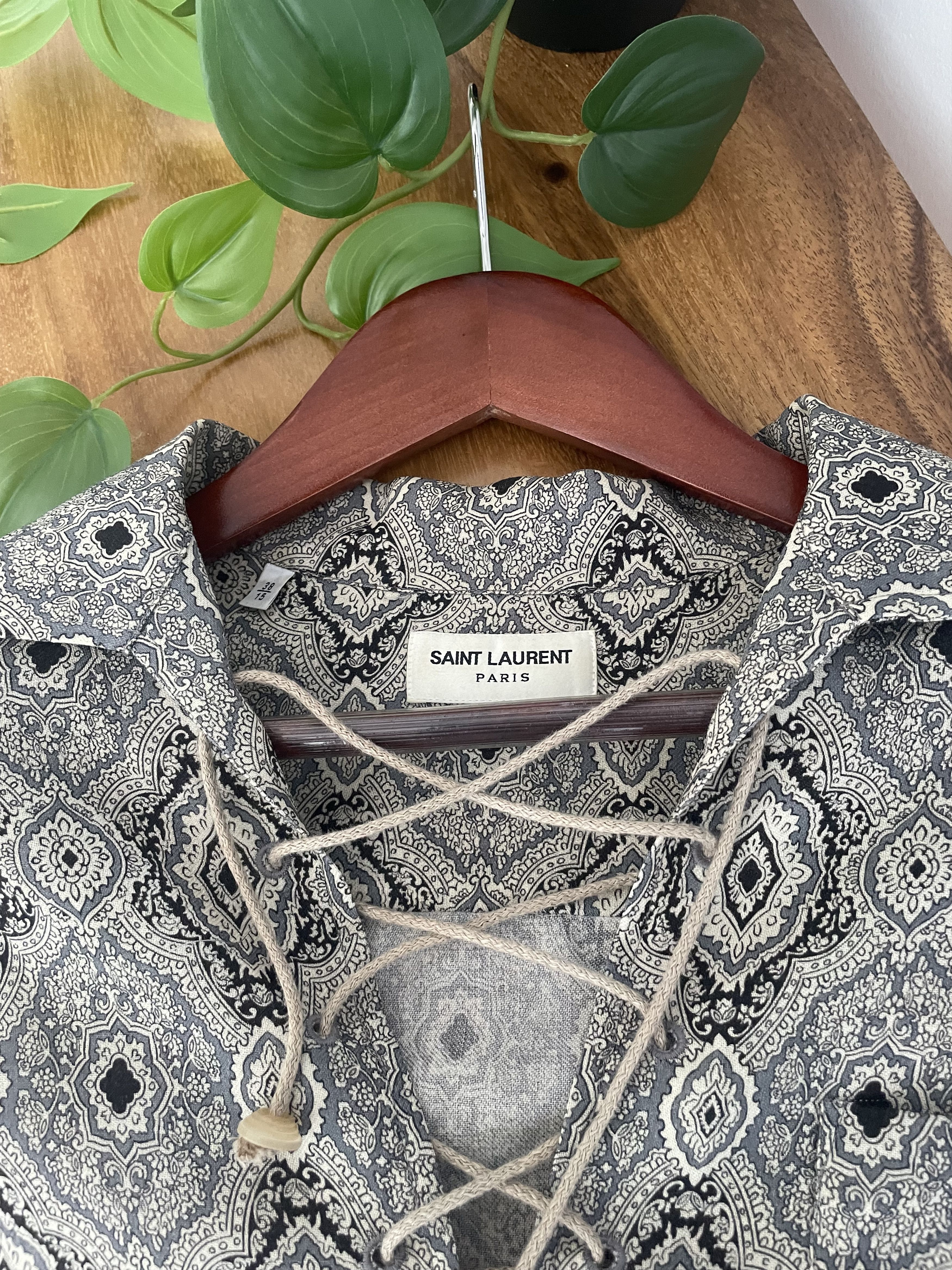 Hedi Slimane × Saint Laurent Paris Saint Laurent laces SS short shirt wool Size US S / EU 44-46 / 1 - 7 Thumbnail
