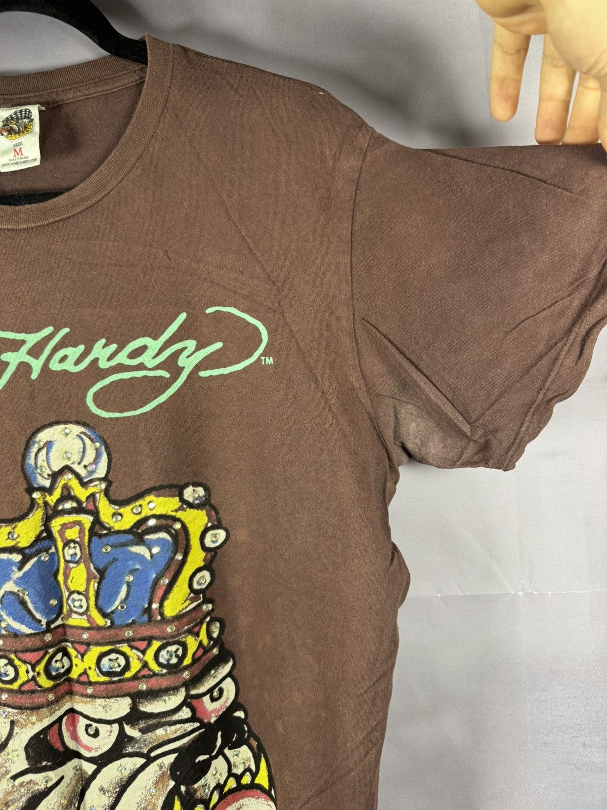 Designer × Ed Hardy Don Ed Hardy Brown Bulldog Graphics Printer Logo T Shirt M Size US M / EU 48-50 / 2 - 8 Thumbnail