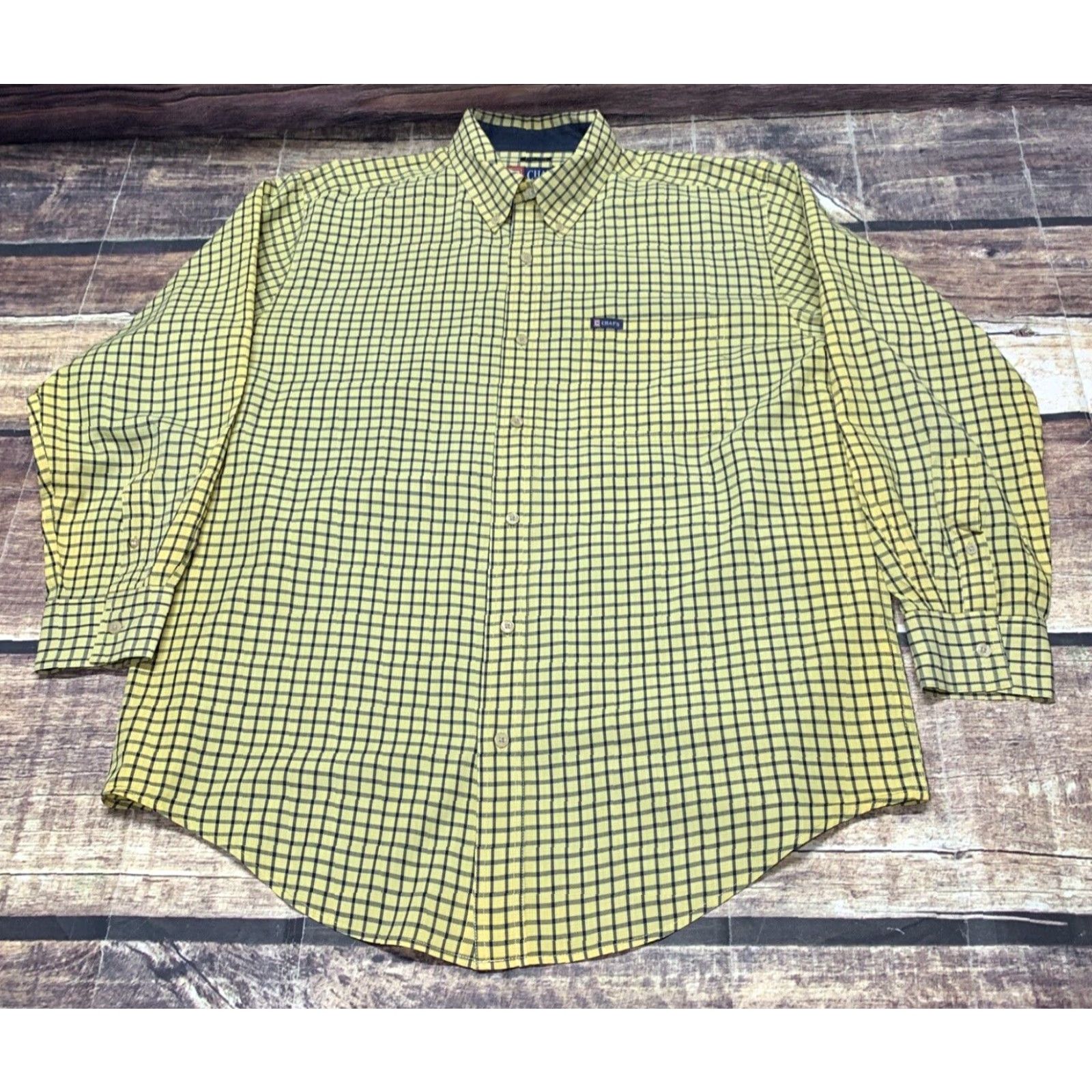 Chaps Chaps Shirt Button-Down Long Sleeve Yellow Plaid L Mens Regular Fit Size US L / EU 52-54 / 3 - 2 Thumbnail