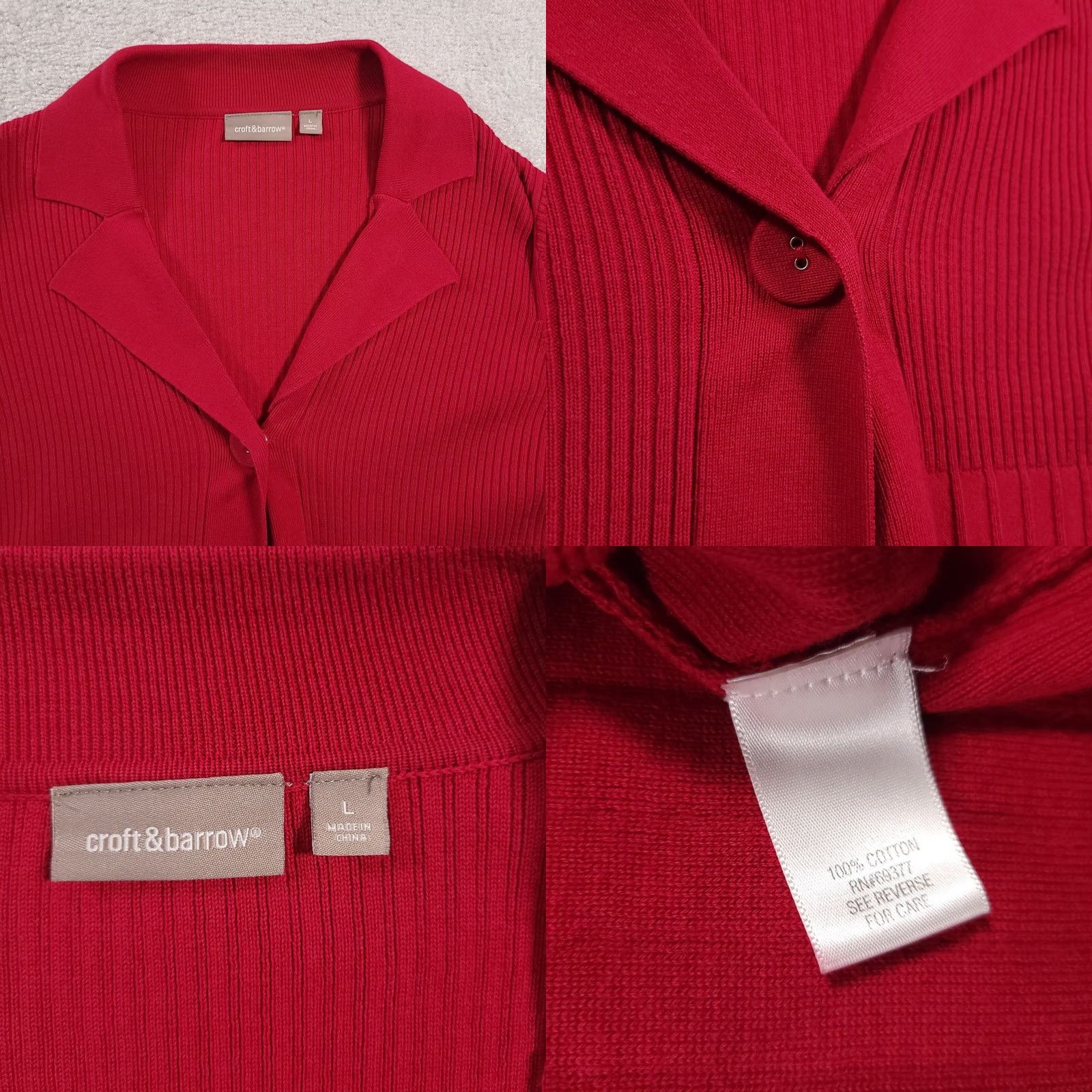 Croft & Barrow VINTAGE Croft & Barrow Cardigan Womens L Red Long Sleeve One-Button Top Size L / US 10 / IT 46 - 8 Thumbnail