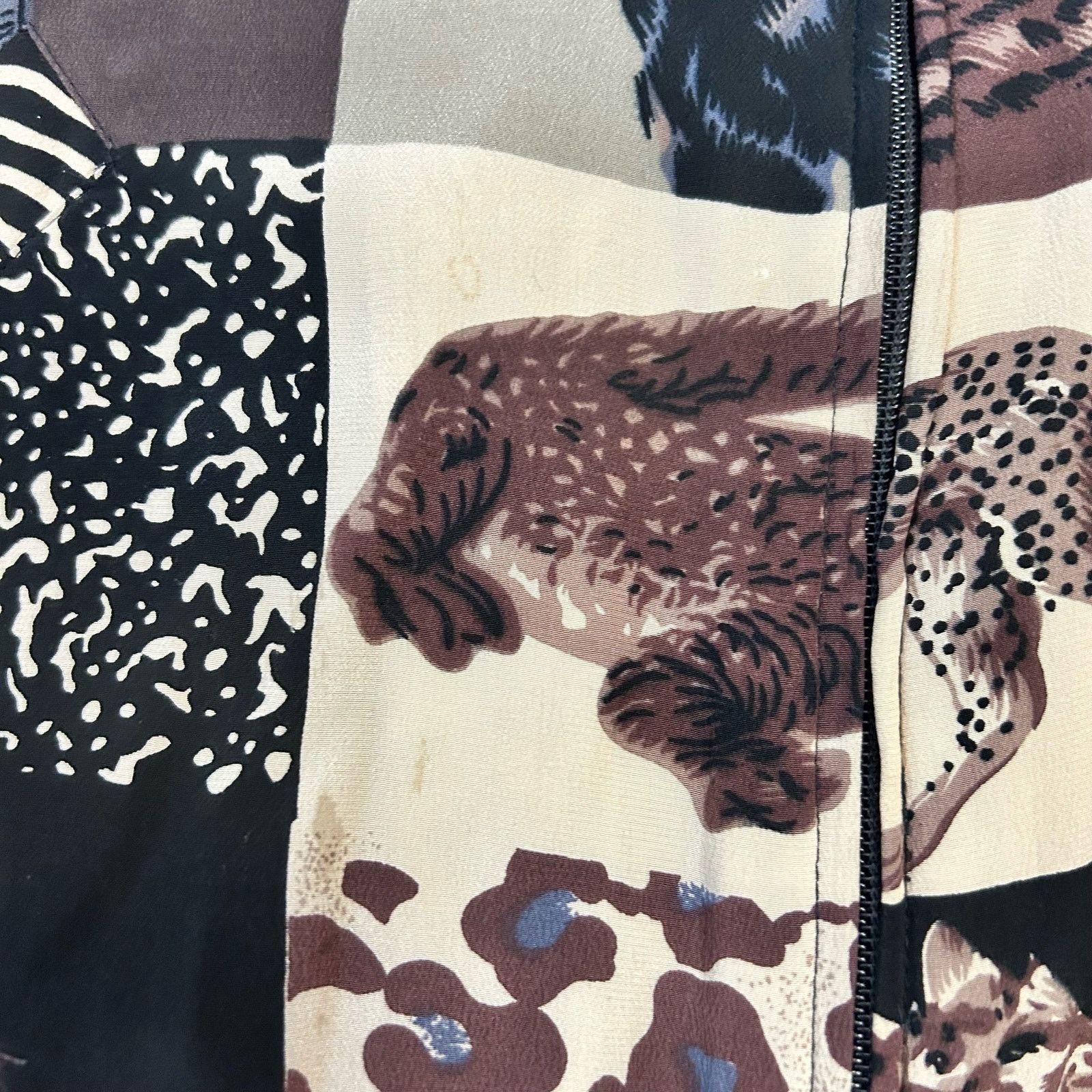 Vintage 90s Vintage Bomber Jacket Animal Print Patchwork Silk Large Size L / US 10 / IT 46 - 2 Thumbnail