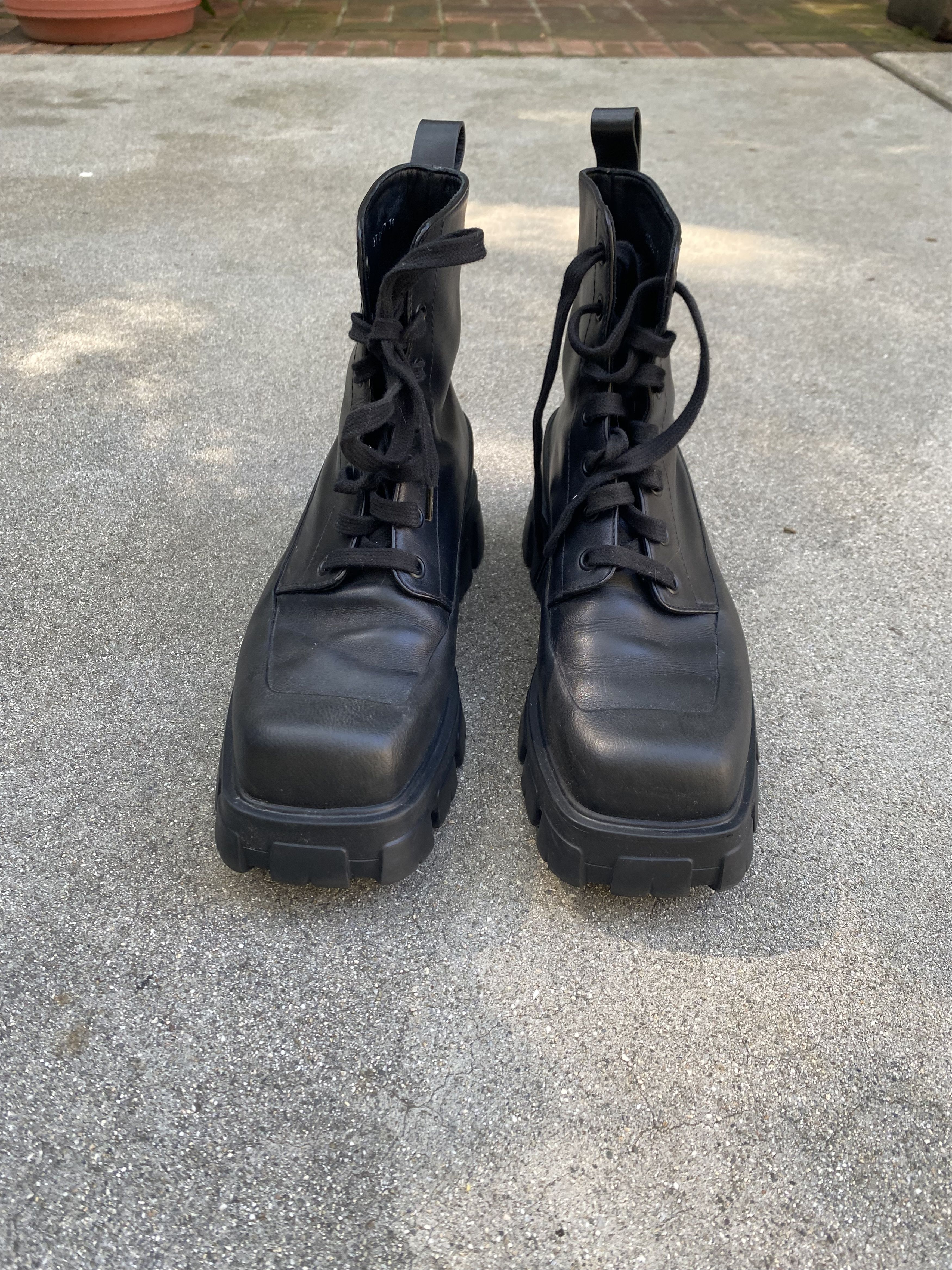 Prada Prada Men Monolith Lug Sole Leather Combat Black 2TG207 7.5 Size US 7.5 / EU 40-41 - 15 Thumbnail