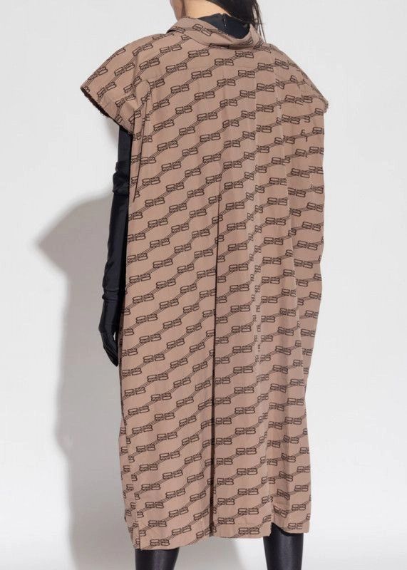 Balenciaga o1in1g1024 BB Monogram Swing Collar Rawcut Dress Beige/Brown Size XS / US 0-2 / IT 36-38 - 3 Thumbnail