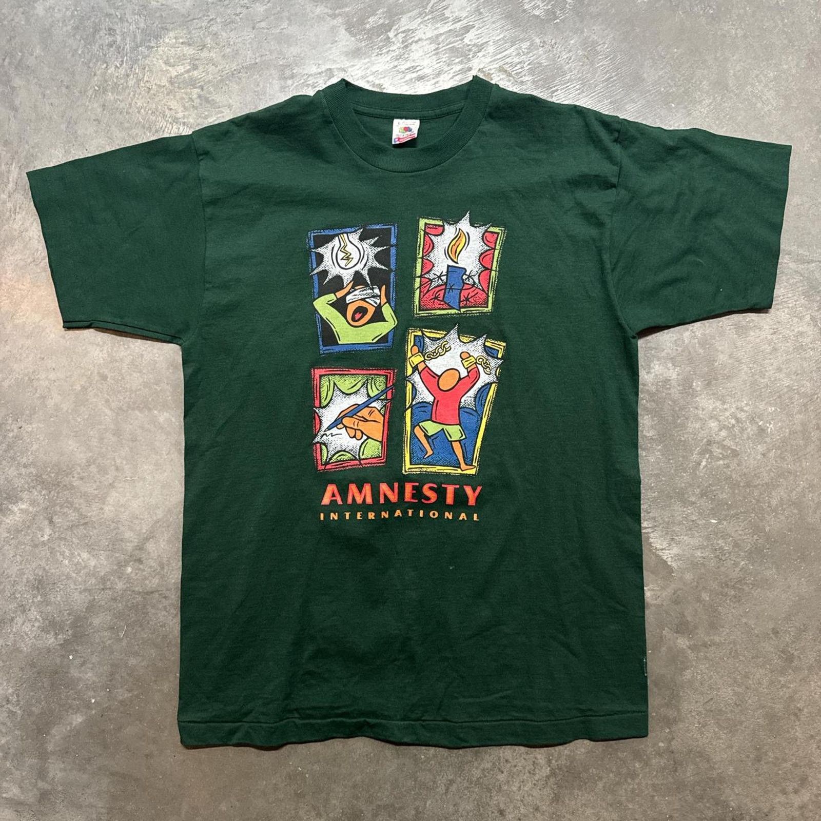 Vintage Vintage 90s Amnesty International Human Rights T-Shirt Size US L / EU 52-54 / 3 - 1 Thumbnail