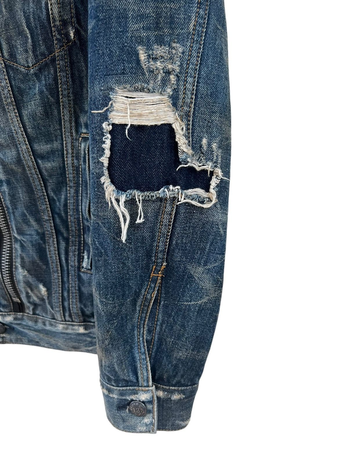 R13 R13 Italy Distressed Waxed Denim Trucker Jacket Type 3 Size US XS / EU 42 / 0 - 11 Thumbnail