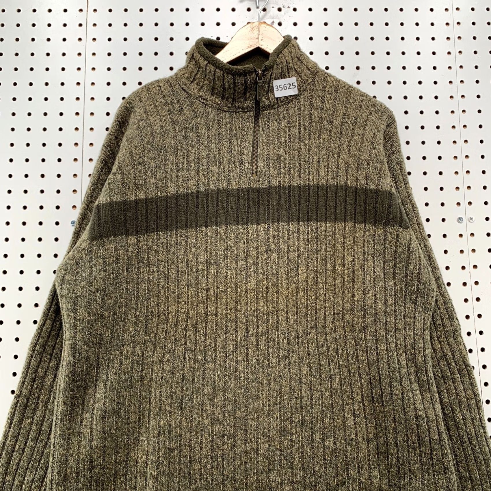 American Eagle Outfitters American Eagle Sweater Mens Medium Brown 1/4 Zip 100% Wool Rib Knit 25x26 Size US M / EU 48-50 / 2 - 5 Thumbnail