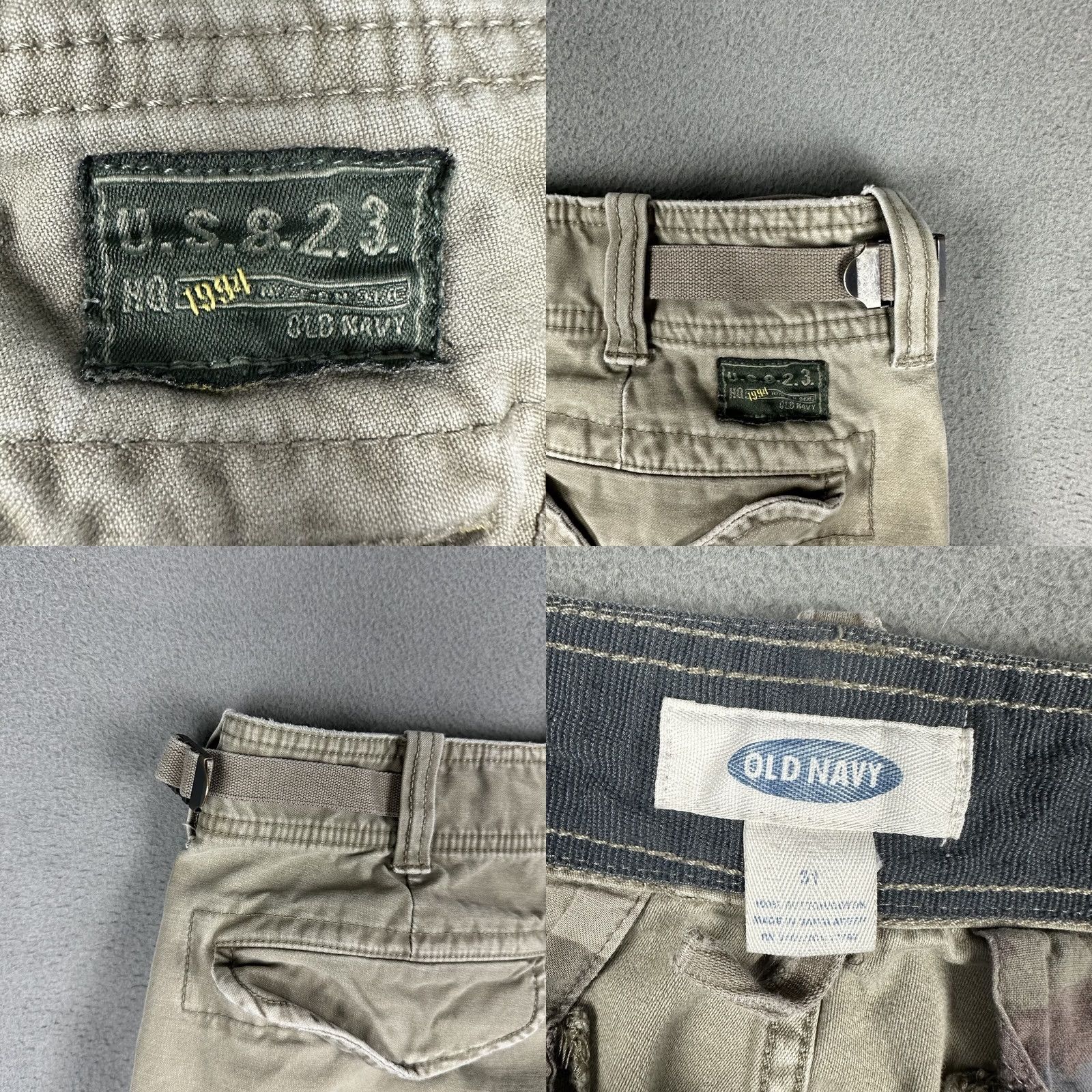Old Navy Old Navy Cargo Shorts Mens 31 Tan Flap Pockets Military Paratrooper Buckle GUC Size US 31 - 8 Thumbnail