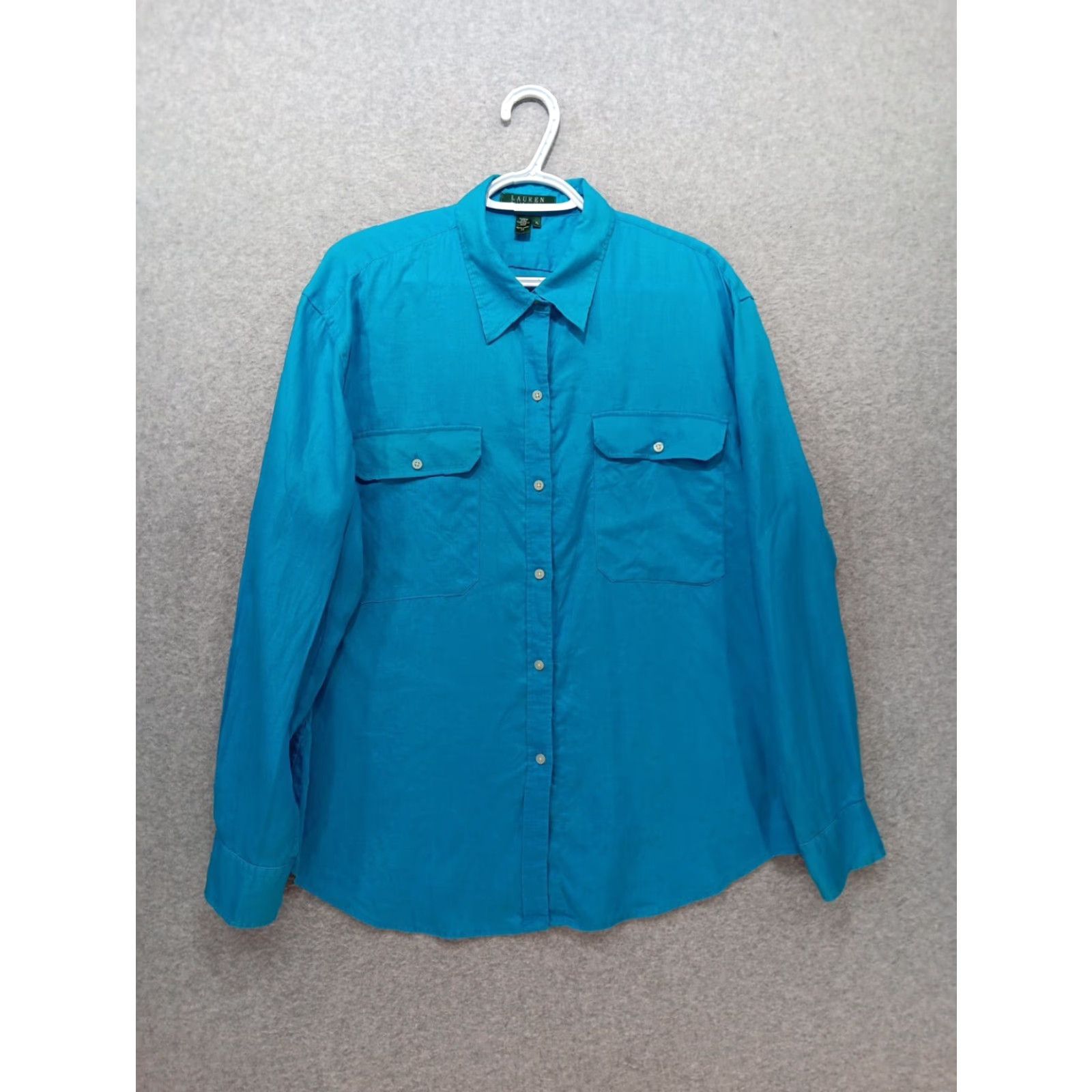 Ralph Lauren Lauren Ralph Lauren Shirt Women's XL Teal 100% Linen Long Sleeve Button Up Size XL / US 12-14 / IT 48-50 - 2 Thumbnail