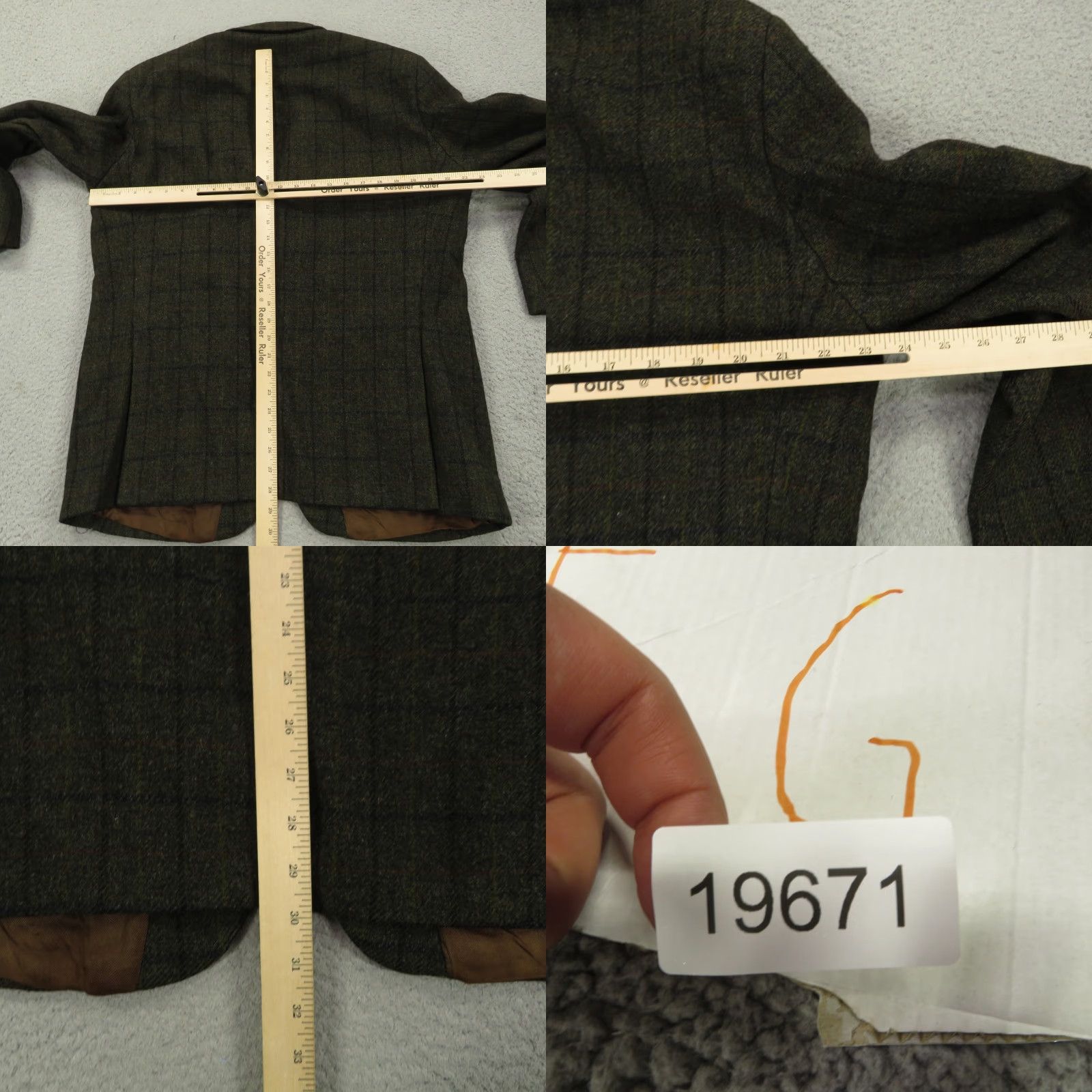 Olive VINTAGE Roberts of Selkirk Sport Coat 44R Olive Green Wool Plaid Scottish Tweed Blazer Mens Jacket Cardigan? Size 44R - 10 Thumbnail