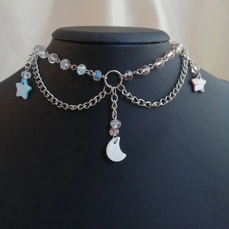 Jewelry Handmade Beaded Moon Necklace Size ONE SIZE - 4 Thumbnail