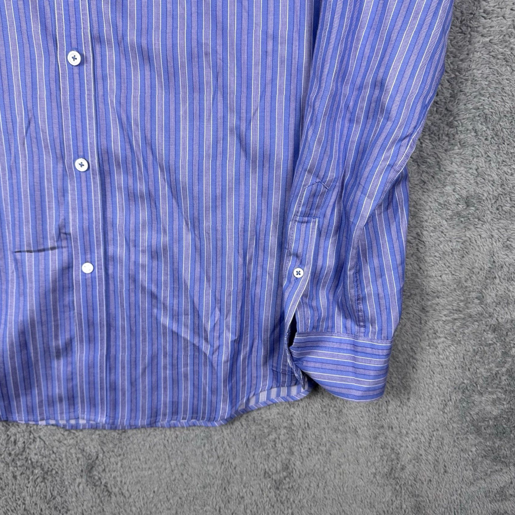 Robert Graham Robert Graham X Dress Shirt Mens 16 Steel Blue Striped Cotton Preppy Slim Tailored Fit Professional Casual Dress Shirt Mens Size 42R - 3 Thumbnail