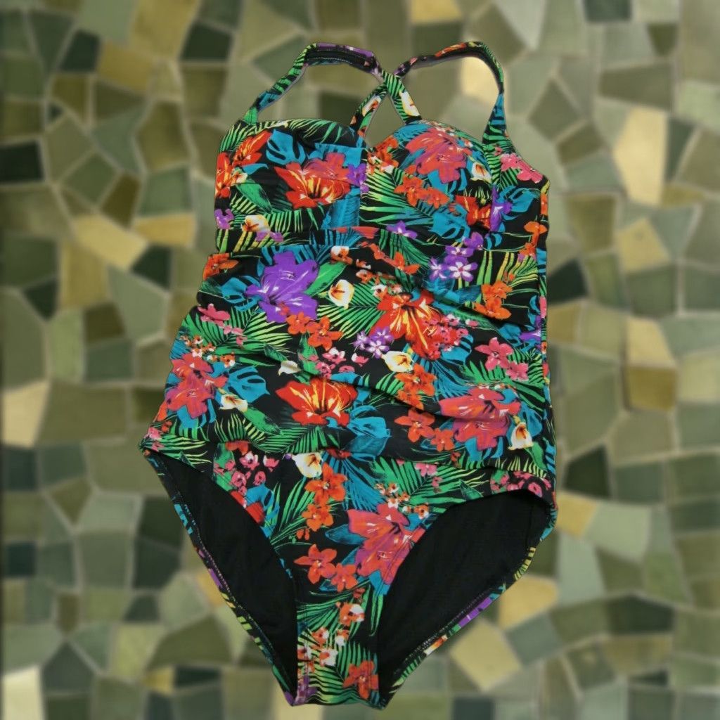Catalina **Green Red Catalina Floral Ruched Women's One Piece Swimsuit 10** User: Green Red Catalina Floral Ruched Women's One Piece Swimsuit 10 Size ONE SIZE - 1 Thumbnail