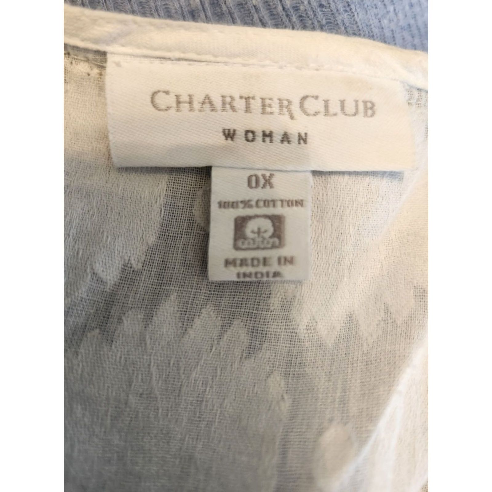 Charter Club Charter Club Woman White Beaded Detailed Tunic Top Blouse 0X V-Neck 3/4 Sleeve Casual Hippie Boho Yoga Travel Party/Cocktail Women Size XL / US 12-14 / IT 48-50 - 6 Thumbnail