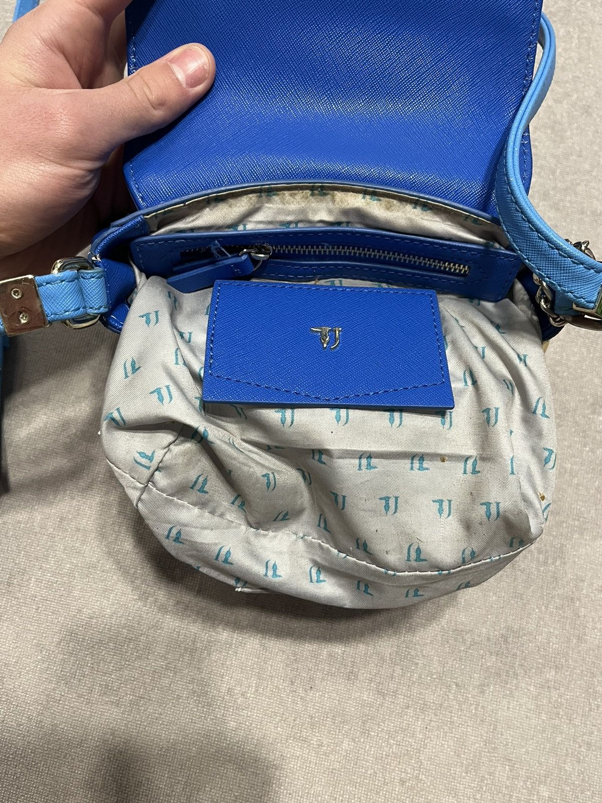 Trussardi Trussardi Jeans Womens Shoulder Bag Blue Logo Small Handle Size ONE SIZE - 17 Thumbnail