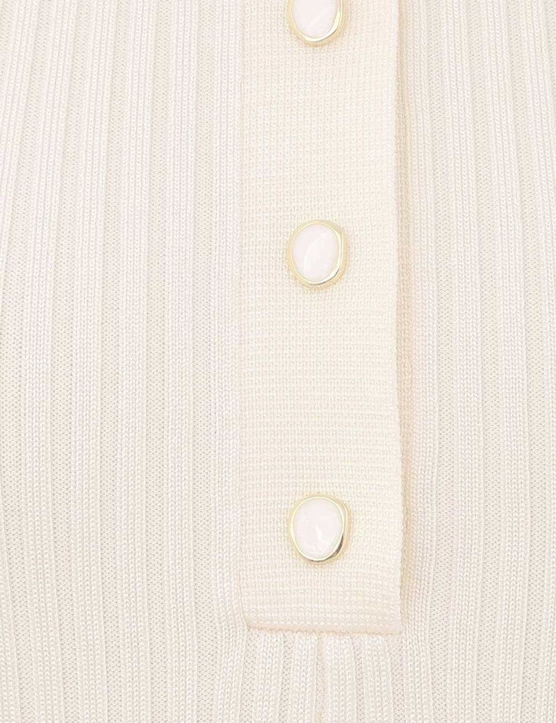 Zimmermann oc11z0226 Rib Polo Mini Dress In Ivory Size L / US 10 / IT 46 - 6 Thumbnail