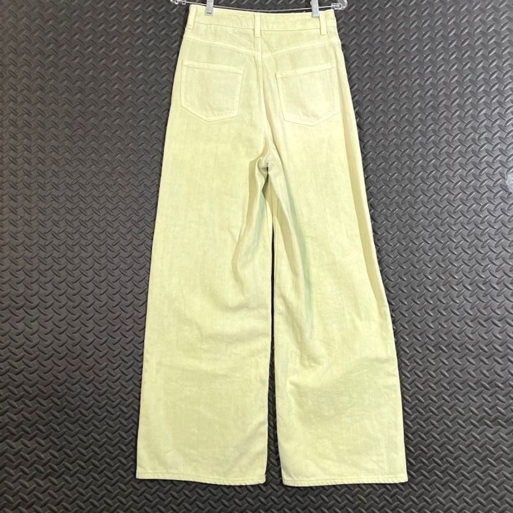Asos ASOS Denim Light Green Wide Leg Flare High Rise Denim Jeans Women's 25/36 Womens 25 Regular Green Wide Leg Flare Jeans Size 42" / US 20 - 2 Thumbnail