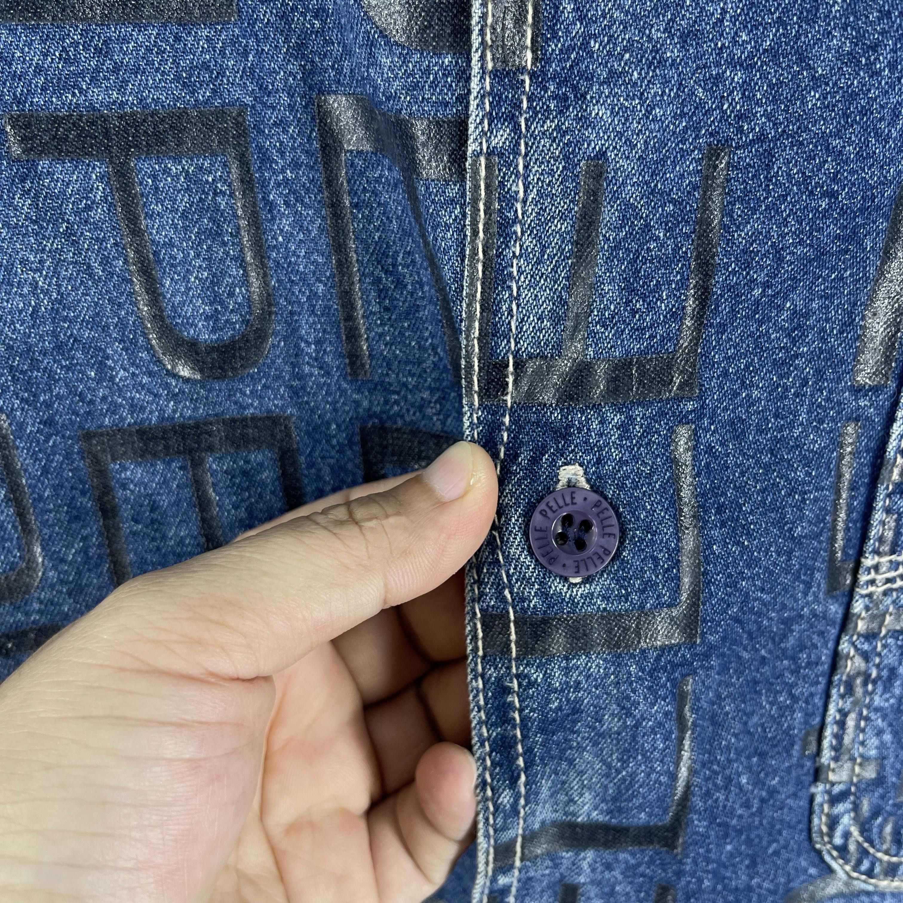 Marc Buchanan Vintage 90s PELLE PELLE Monogram Workwear Denim Jacket Size US L / EU 52-54 / 3 - 5 Thumbnail