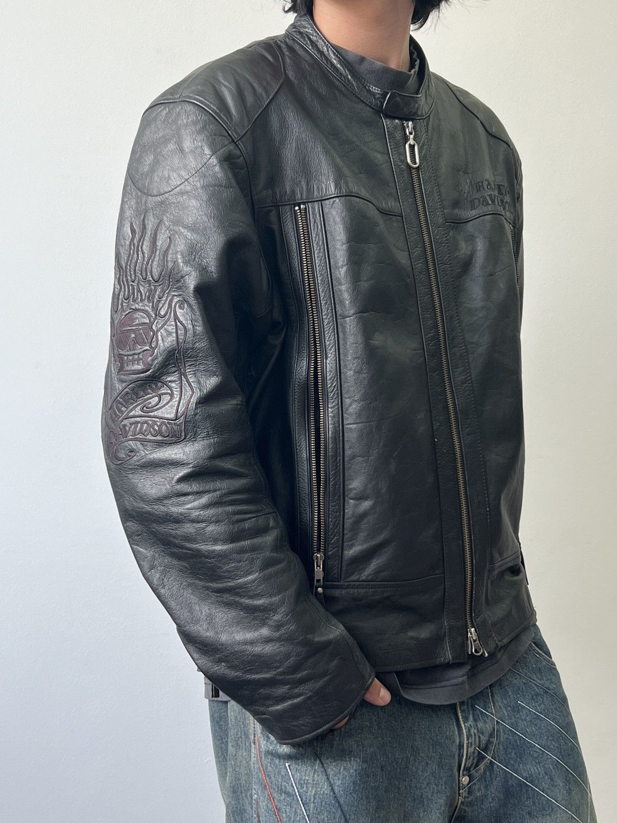 Harley Davidson × Vintage Vintage Harley Davidson Leather Jacket 2XL motorcycle Size US XXL / EU 58 / 5 - 1 Thumbnail