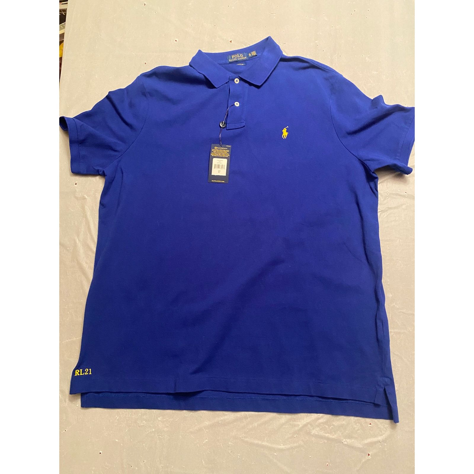image of Men’S Polo Ralph Laurent Classic Polo Shirt Blue/yellow Xl, Men's
