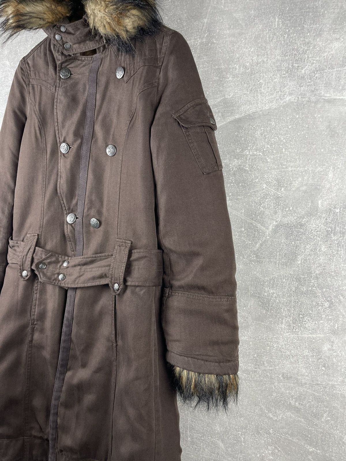 Diesel Diesel Y2K Fanny Lyocell Parka Belted Coat Fur Trim Hood Size M / US 6-8 / IT 42-44 - 4 Thumbnail