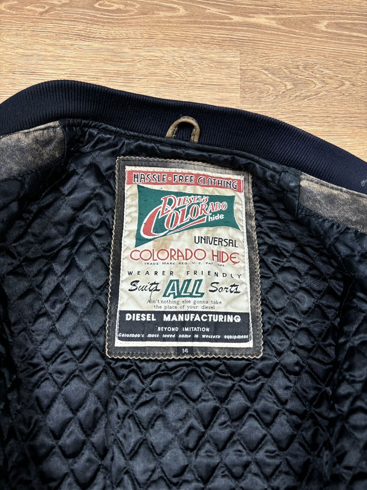 Diesel 2000s Diesel Distressed Leather Varsity Jacket Size S / US 4 / IT 40 - 12 Thumbnail