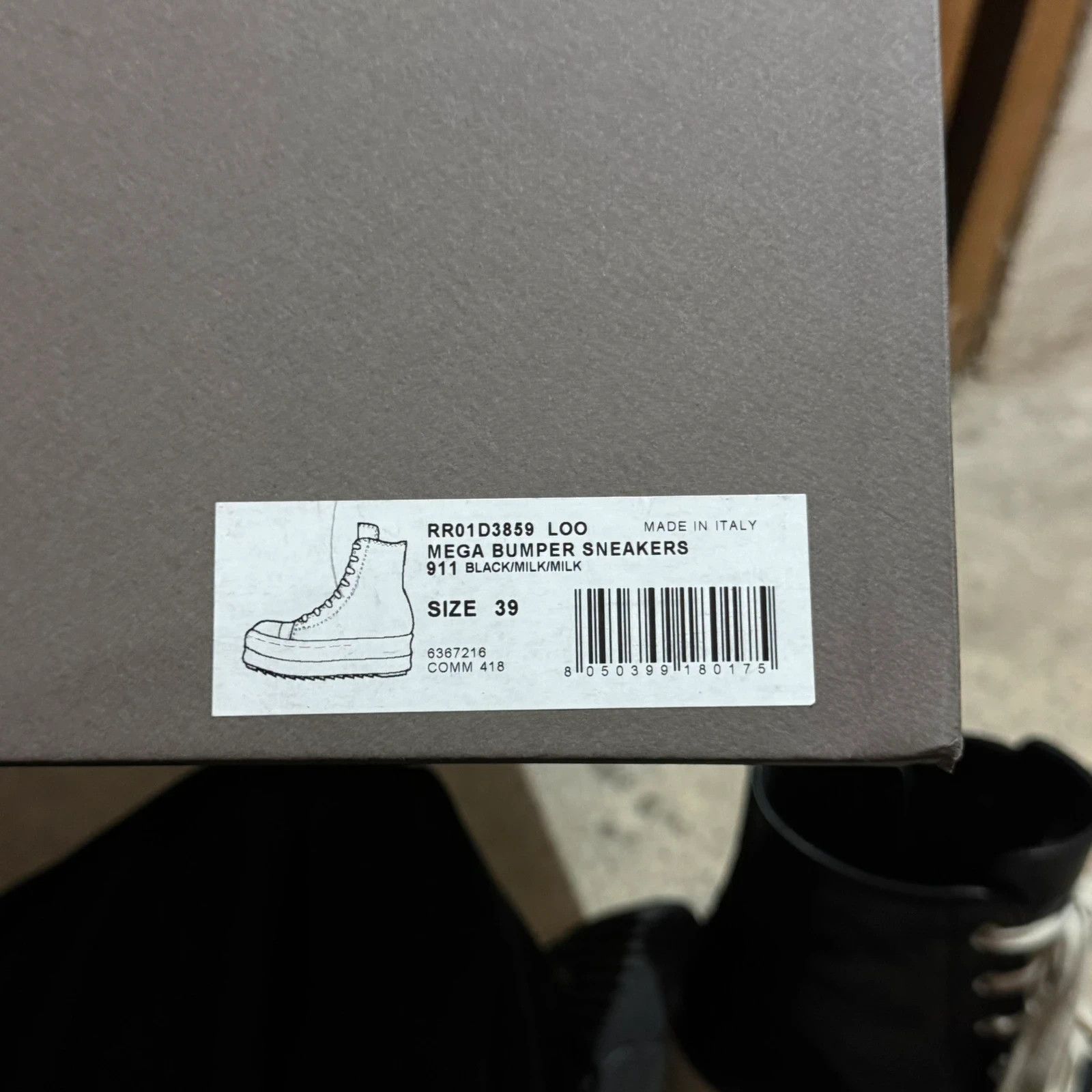 Rick Owens Rick owens mega bumber high top ramones Size US 9 / IT 39 - 10 Thumbnail