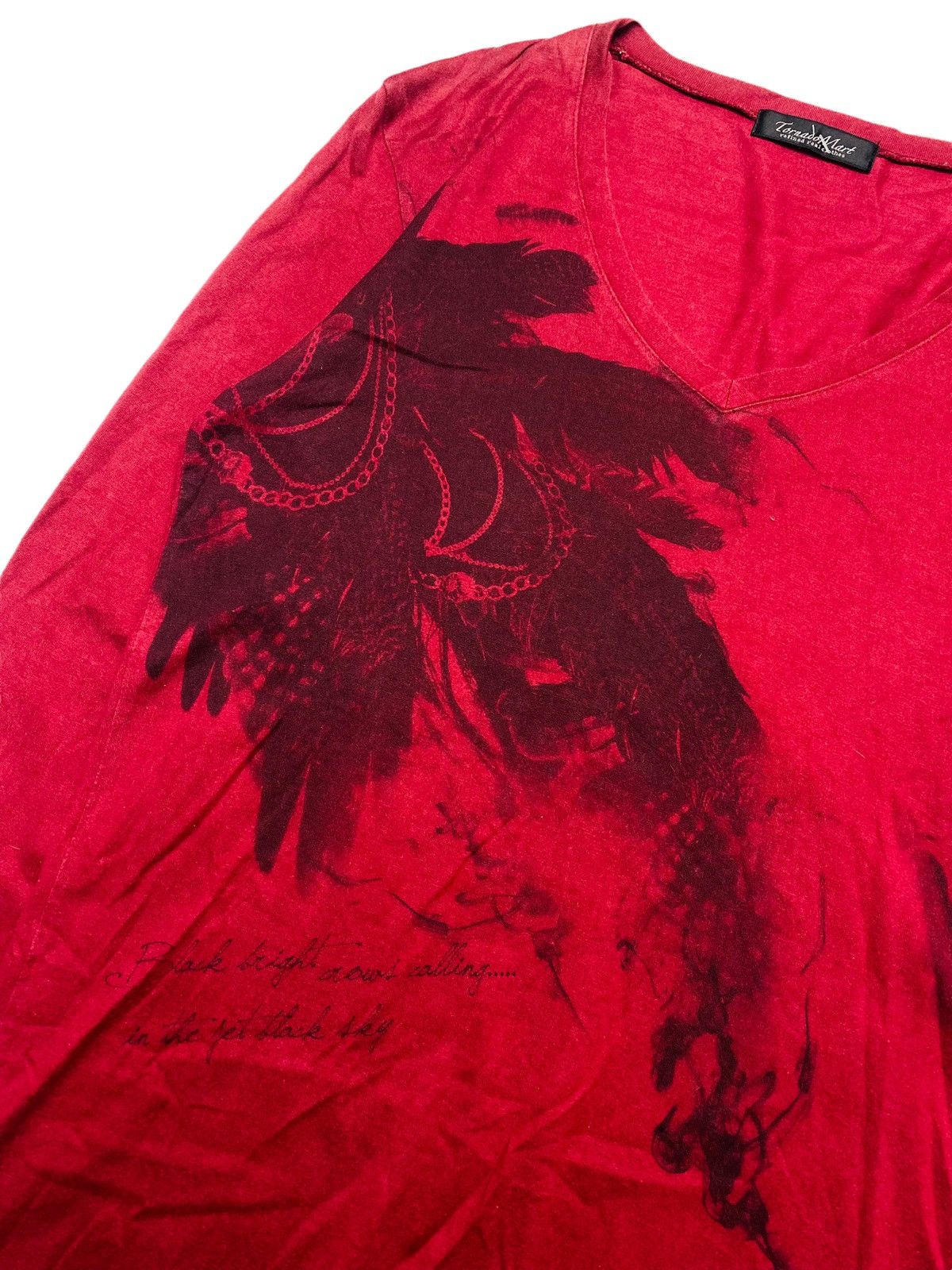 image of If Six Was Nine x Le Grande Bleu L G B 2000S Tornado Mart - Feather V-Neck in Red (Size Medium)