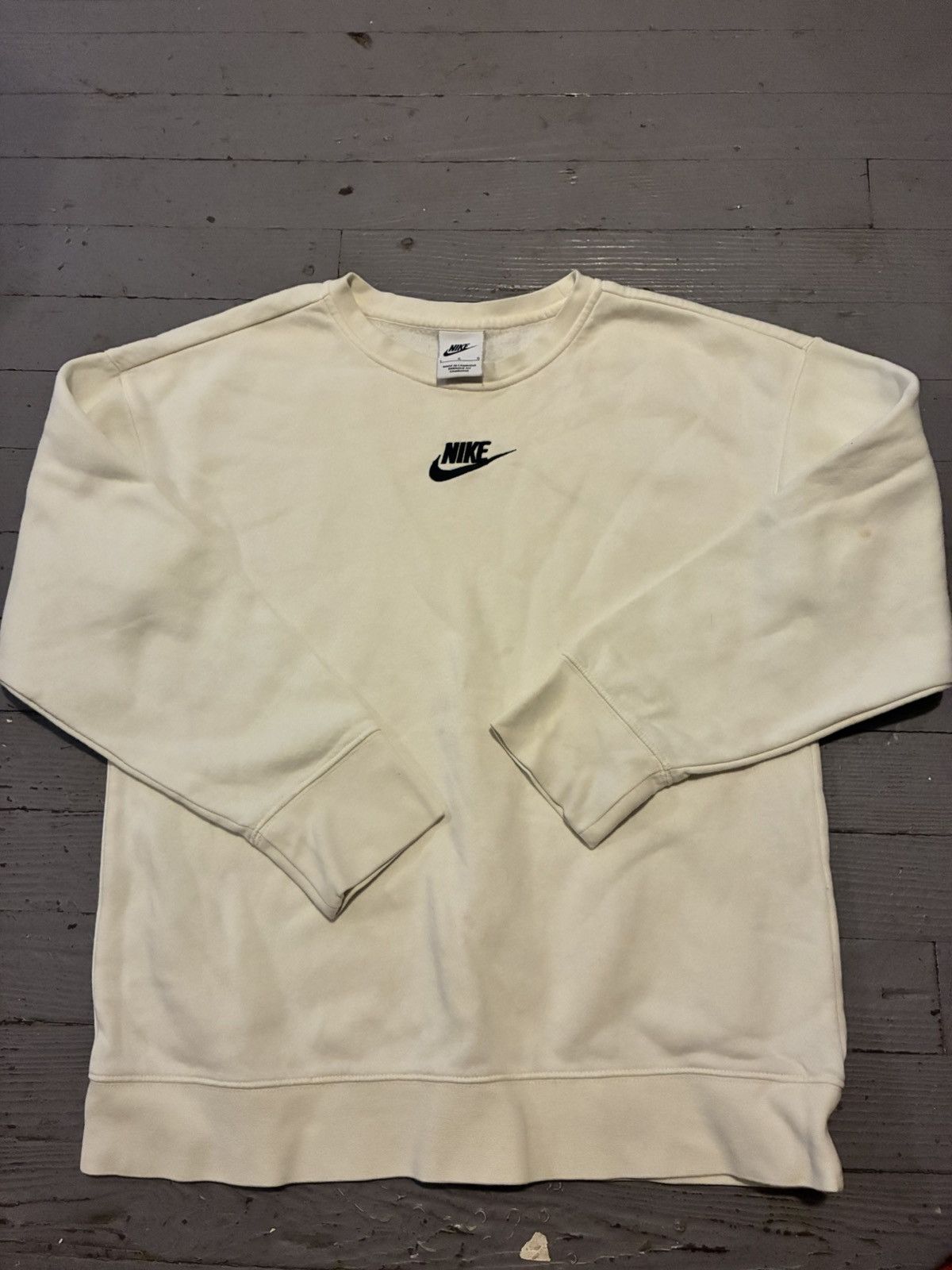 Nike Nike Center Swoosh Sweatshirt Mens Large Cream Crewneck Size US L / EU 52-54 / 3 - 1 Thumbnail