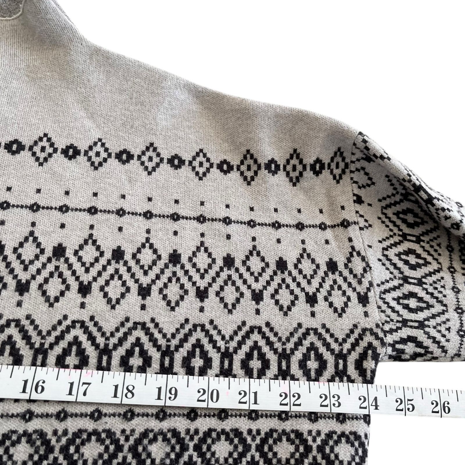 Joie Joie Gray Black Mock Turtleneck Fair Isle Pullover Sweater Size XL / US 12-14 / IT 48-50 - 6 Thumbnail