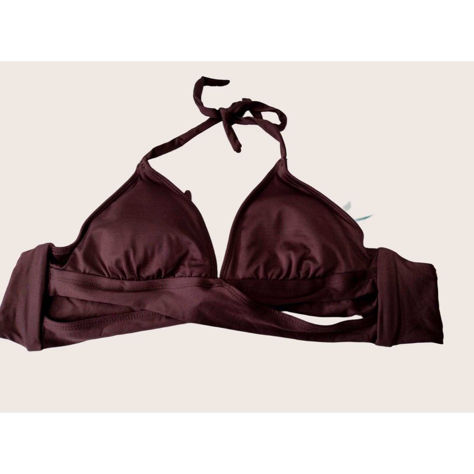Vintage Kona Sol Bikini Top Women S Brown Halter Adjustable Strap Faux Wrap 4-6 Solid Royal Theme Size S / US 4 / IT 40 - 1 Thumbnail