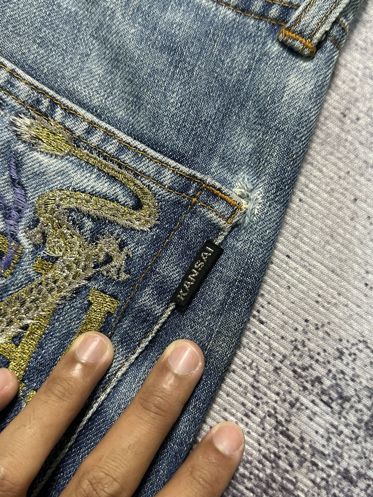 Kansai Yamamoto Kansai Yamamoto Baggy Washed Jeans Size US 32 / EU 48 - 14 Thumbnail