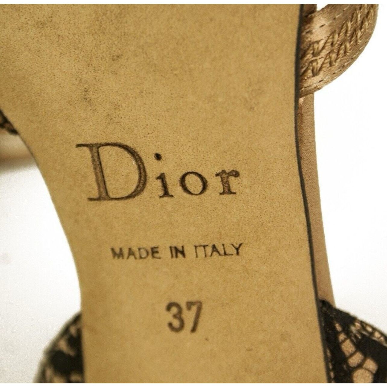 Dior Christian Dior Beige Satin & Black Lace Slingback - Size 37 Size US 7 / IT 37 - 7 Thumbnail