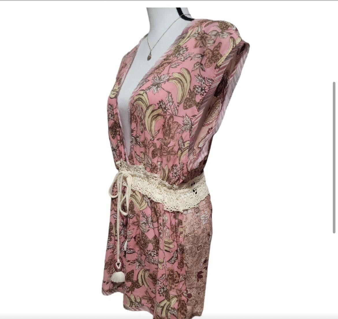 Free People Free People Bohemian Romper - Floral Print with Crochet Belt Size 36" / US 14 / IT 50 - 9 Thumbnail