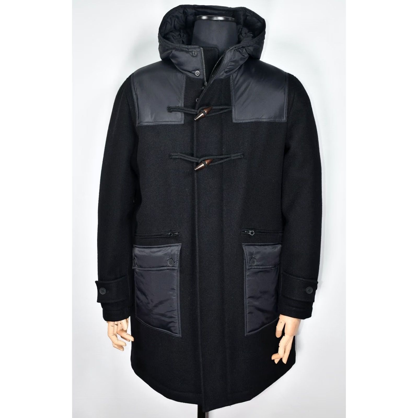 DENHAM DENHAM AOKI DUFFLE JACKET Men M Wool Black 100%Genuine 100%Wool / 100%Nylon Hooded Coat Size US M / EU 48-50 / 2 - 2 Thumbnail