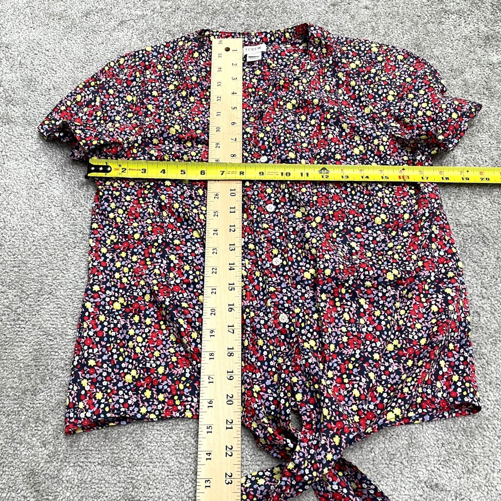 J.Crew J.CREW Blouse Womens XS Multicolor Floral Puff Sleeve Button Down Casual Cotton Top Size XS / US 0-2 / IT 36-38 - 6 Thumbnail
