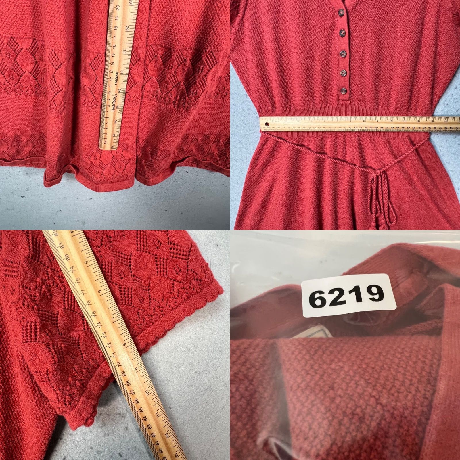FatFace Fat Face Womens Dress Red Short Sleeve Crochet Detail V-Neck Knee Length A-Line/Flare 10 Womens Size 32" / US 10 / IT 46 - 8 Thumbnail